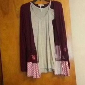 💝3/$10💝 Purple Cardigan w Tank